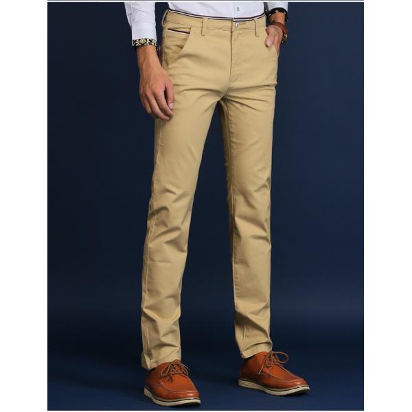 Knitted Fabric Trousers for Men's Formal Cotton Pants in Khaki Color from XMAMLON RTS