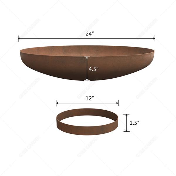 Outdoor Corten Steel Fire Pit Round Rustic Look For Garden Or Courtyard Furniture