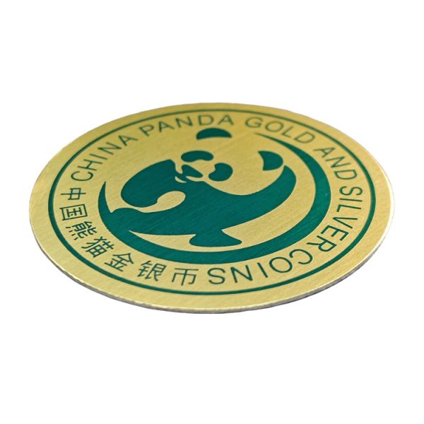 Custom Round Aluminum Nameplate With Gold Anodized Background