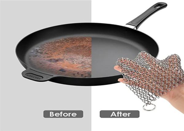 7x7 Inch Kitchen Pot Brush Cast Iron Chainmail Scrubber Cleaner