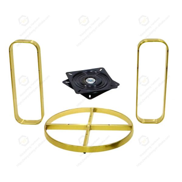 Gold Stainless Steel Decorative Furniture Frame Hardware Accessories Sofa Armrest Base With Handle and Swivel Plate
