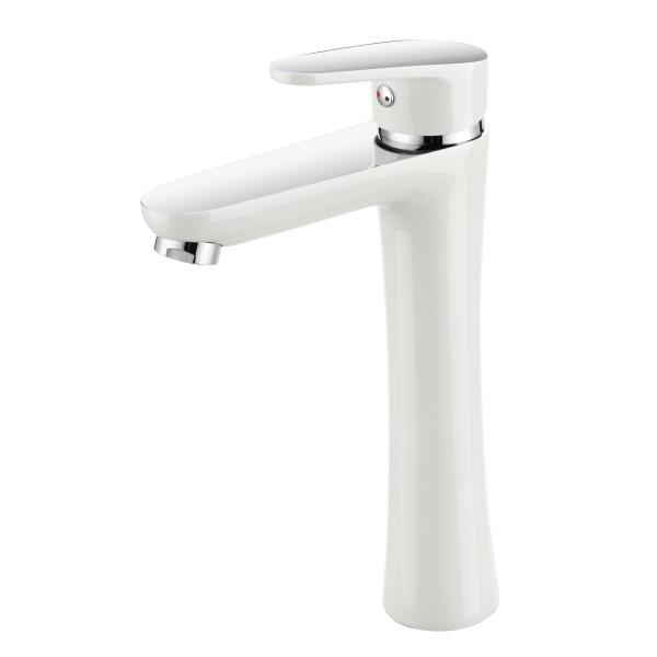Available Cold and Hot Water Wash Basin Faucet Brass half chrome half white