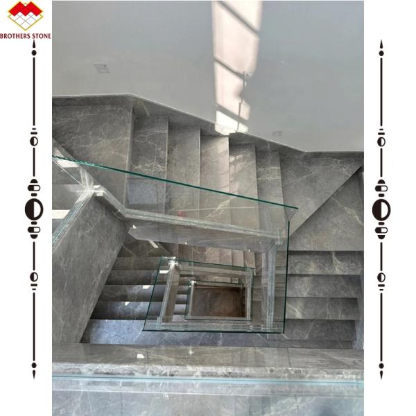 LED Stair Light Straight Spiral Marble Steps with Natural Marble Stone Stair Material