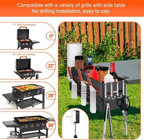 Organize Your BBQ Station Griddle Storage Caddy for Blackstone 28''/36'' Griddle Grill