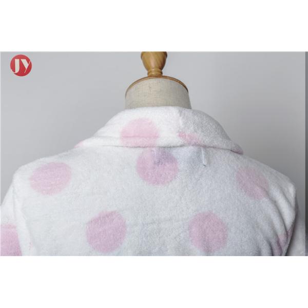 Printed Flannel Night Suit Thermal Pink Dot Women Bathrobe 100% Polyester ECO Friendly