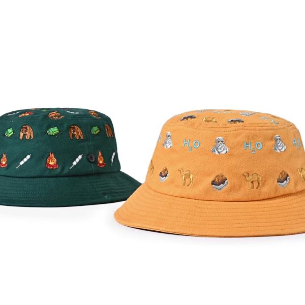 Cotton Outdoor Full Embroidered Fishermen Bucket Hat With Chin Strap 55cm