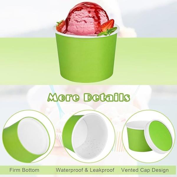 Eco amigable robusto de 12 oz copas de helado de papel de helado macetas