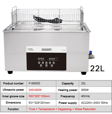 уборщик 22L 480W SUS304 Benchtop ультразвуковой 600 ватт для штемпелевать масло/Finstock/воск