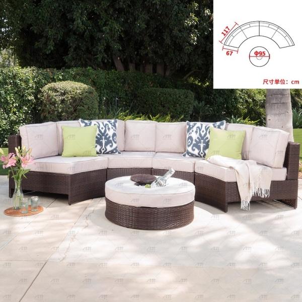 Round Swimming Pool Sofa Unfolded Rattan Sofa Outdoor Black