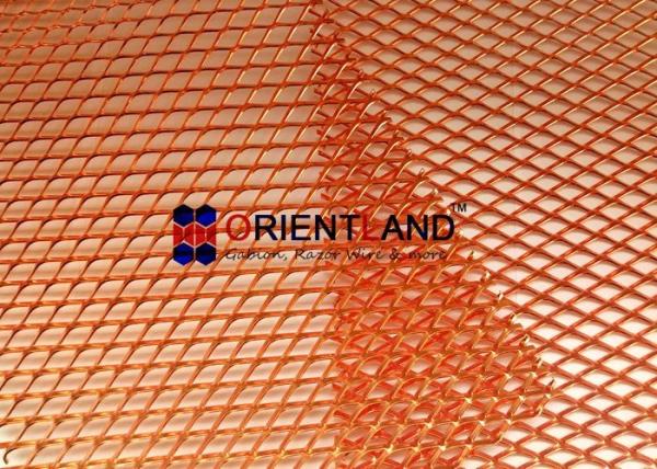 Small Hole Raised Copper Expanded Metal Mesh Diamond Hole In Rolls