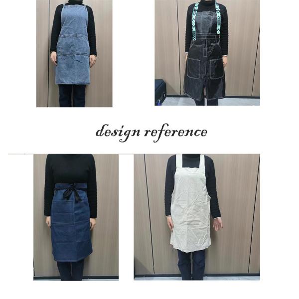Wait Staff Uniform Waterproof Chef Apron for Cafe Restaurants Kitchen in Cotton Canvas