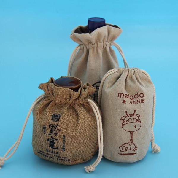Anti sacos de cordão da juta do roubo, sacos pequenos da juta da cor natural para a menina
