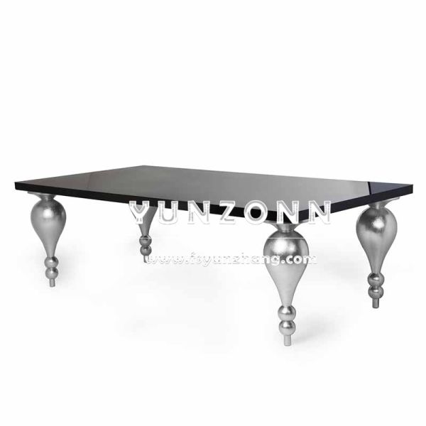 Modern Stainless Steel Rectangle Dining Table With Four Big Legs for Outdoor Events Hotels Restaurants and Halls