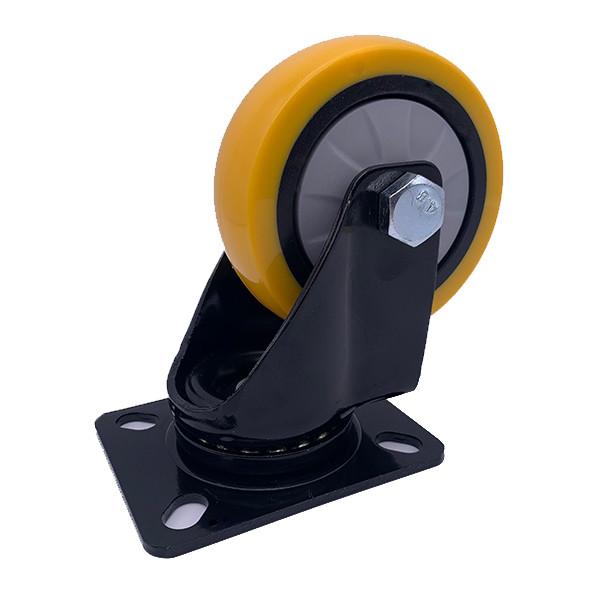 4 Inch Swivel Plate Caster Wheels on Orange Polyurethane Wheels