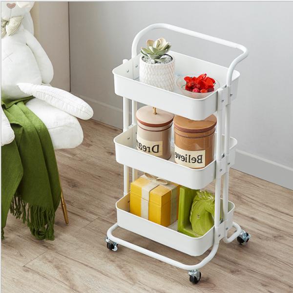 Kitchen Three Storey 15kg Bearing Metal Trolley Cart