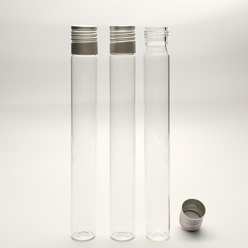 Laboratory 18x145mm Air Tight Leakproof Round Flat Bottom Borosilicate Glass Test Tube with Aluminum Screw Cap