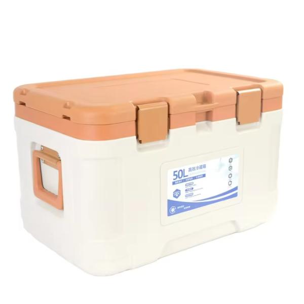 Food PU Ice Cooler Box With Included Accessories Ice Packs And PU Included 50L Wheeled Hard Cooler Keeps Ice Camping Plastic Portable Picnic Ice Chest Cooler Box With Handle