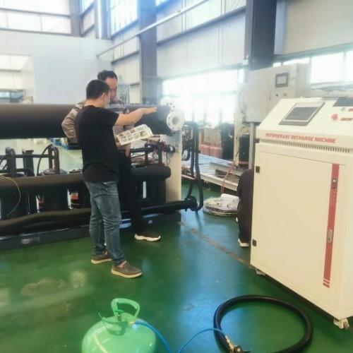 sistema de enchimento único PLC R22 R410a máquina automática de carregamento de refrigerante máquina de recarga de recuperação de gás a/c