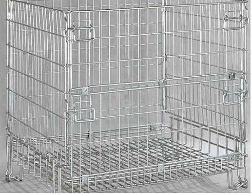 Galvanized Metal Storage Cage Foldable Mesh Box Pallets 800kg Load Capacity