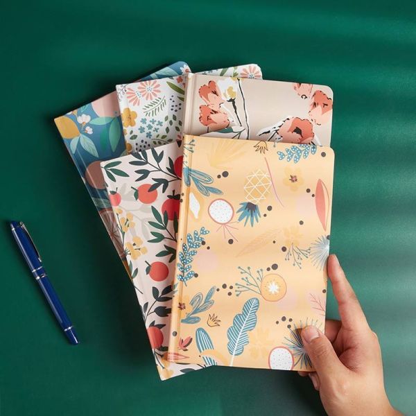 Premium Custom Printing A5 Hardcover Lay Flat 100GSM Dotted Lined Grid Journal Notebook With Elastic Strap