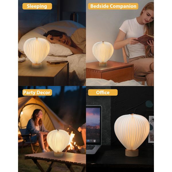 RGB LED Rechargeable Cordless Hot Air Balloon Paper Lamp Origami Desk Night Light