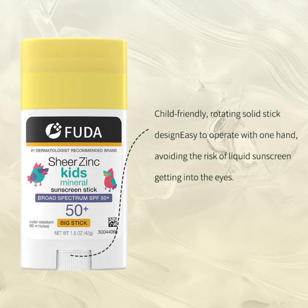 Protecteur solaire à base d'oxyde de zinc minéral transparent SPF 50 hydratant étanche pour les enfants