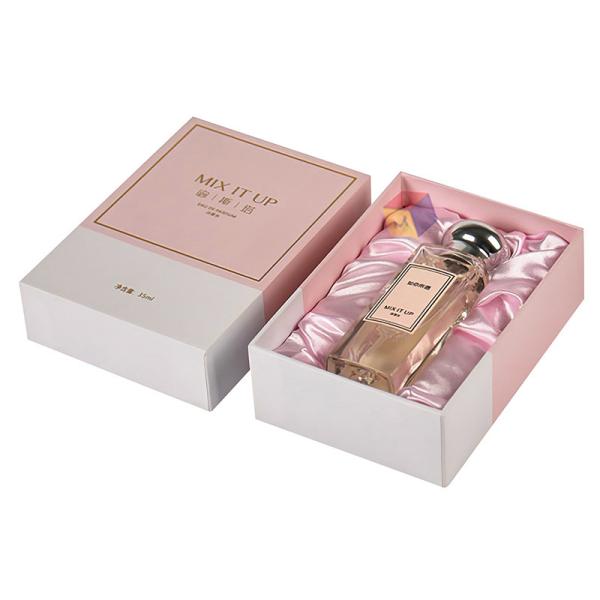 Boîte d'emballage cosmétique personnalisable Boîte d'emballage de bouteille de parfum en carton rigide avec insert en satin