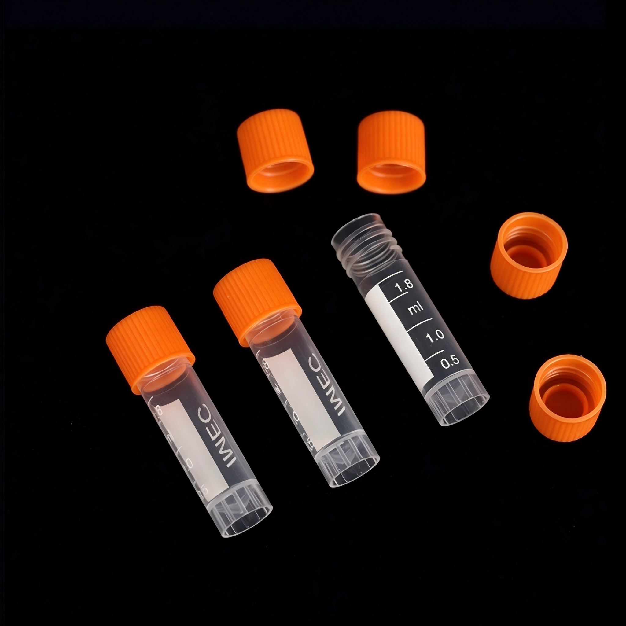 Factory 500pcs/bag 1.8/2ML Plastic Cryopreservation Tubes Sample Tubes Flat Bottom 45mm Polypropylene Cap
