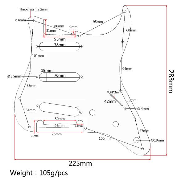 3Ply 11-Hole SSS Electric Guitar Pickguard white pearl Scratch Plate for Stratocaster Style Guitar Accessories Parts