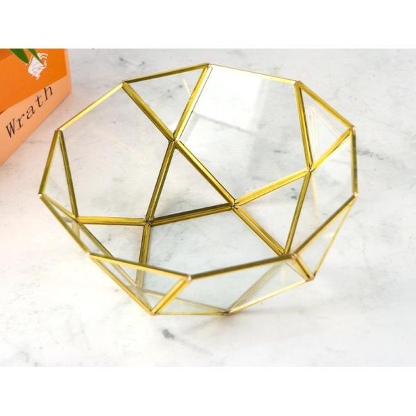 Japanese Style fruit Salad Bowl Nordic vintage design Brass geometric Phnom glass fruit basket bowl-shaped fruit bowl