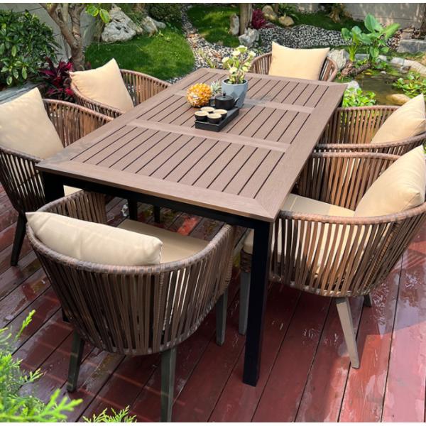 Outdoor Table And Chair Villa Courtyard Garden Leisure Terrace Plastic Wood Table Combination Of Outdoor Rattan Table