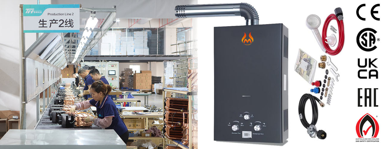 16L Mechanical Control Flue Gas Water Heater Instant Heating With LED Display