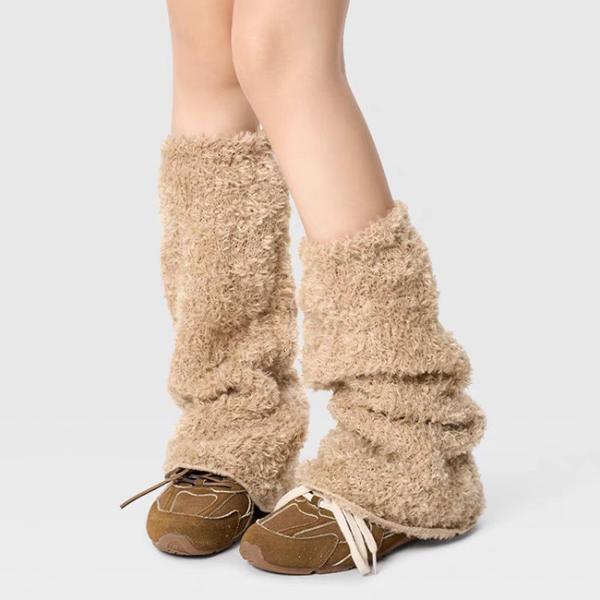 Fluffy Loose Knit Women Leg Warmers For Yoga And Casual Wear