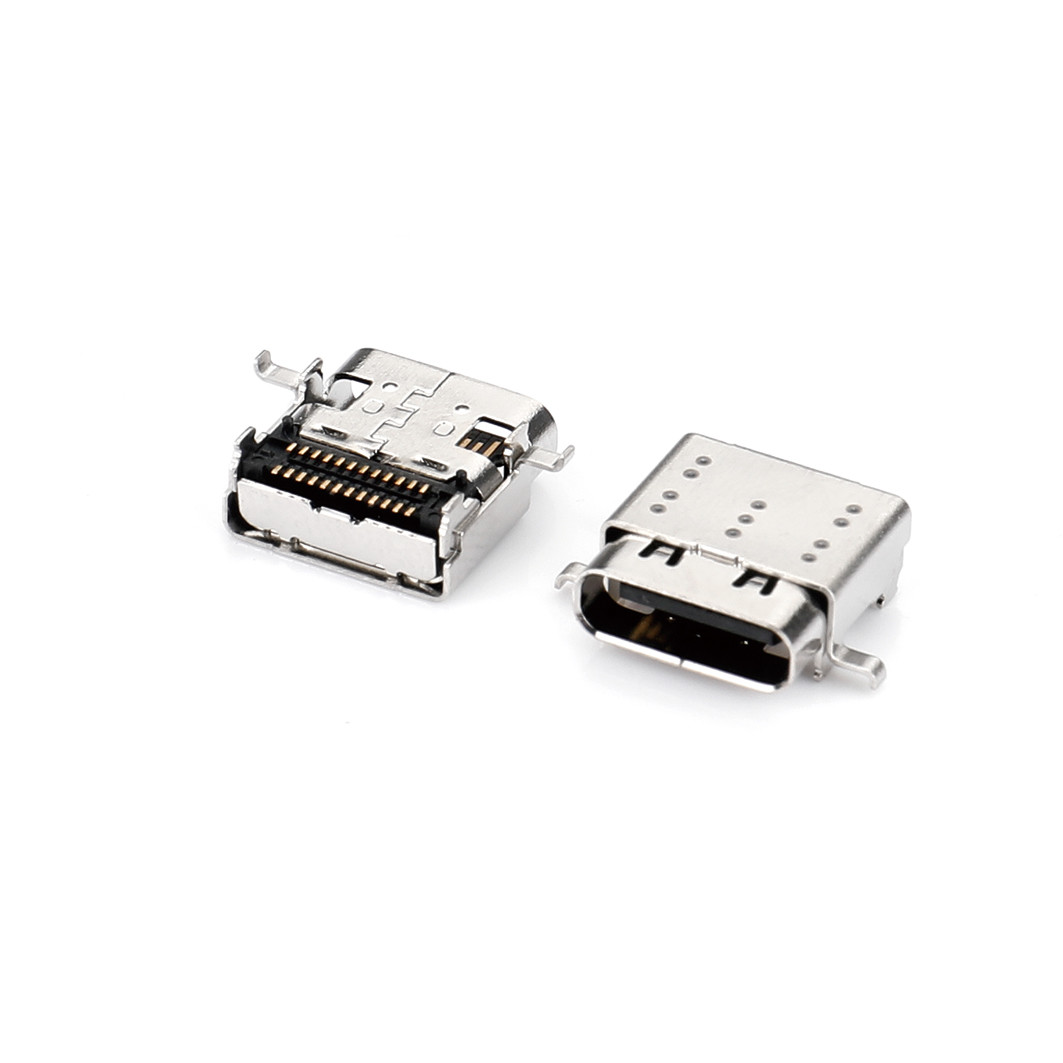 Гнездо двойного гнезда разъема под пайку LCP Black Micro Female USB C