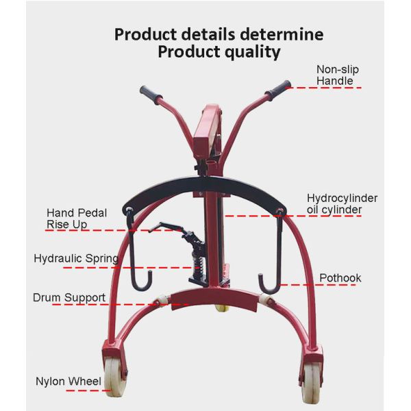 350kg Manual Hydraulic Drum Dolly – Heavy-Duty Paper Drum Handler for Industrial Use