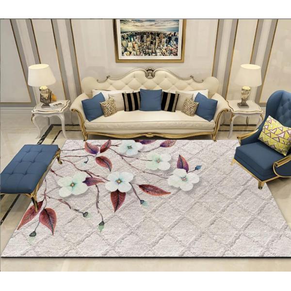 Simple Flower And Grass Crystal Velvet Living Room Floor Carpets For Sofa Bedroom