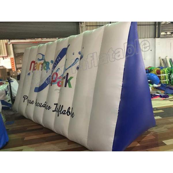 Durable PVC White And Blue Inflatable Water Toy , CE Approved Blow Up Floating Buoy