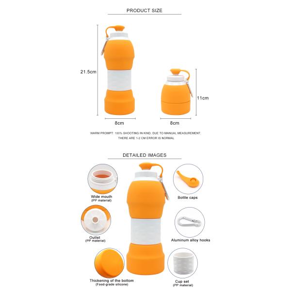 Eco Friendly 580ML Unique Squeeze Silicone Sports Bottle