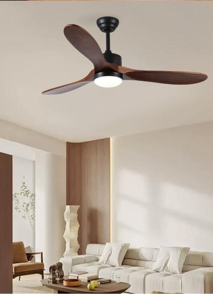 Économe en énergie et durable : Ventilateur de plafond en bois massif de 52 pouces avec éclairage LED et moteur CC sans balais