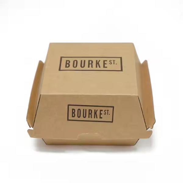 Boîte à hamburgers Kraft recyclable écologique personnalisée avec impression en relief et revêtement approuvé par la FDA