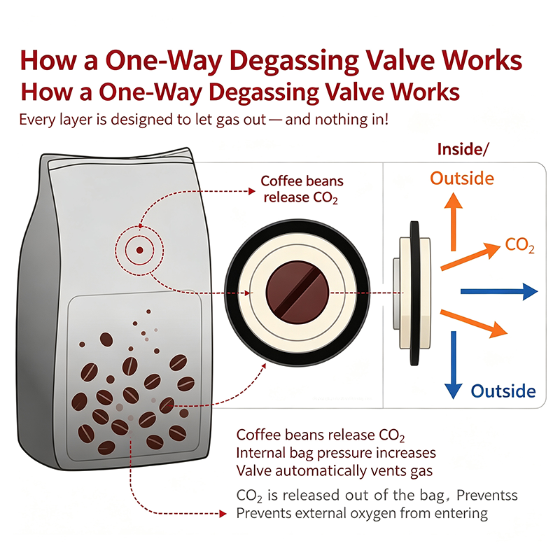 Coffee Packaging One-Way Vent Valve | Food Grade CO2 Degassing Valve For Roasted Coffee Pouches