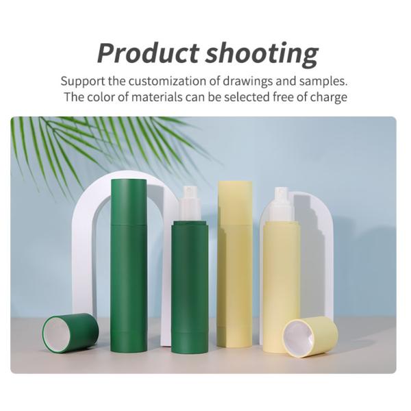 Material AS PCR Laca suave para manos Botella sin aire de 120 ml Cosmético cilindro de vacío Botella de bomba verde mate Botella de loción tonificante