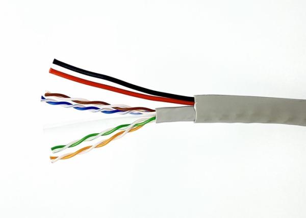 Round  Bulk CCTV Cable 4 Pairs UTP CAT6+2x0.5MM2 Pure Copper Stranded
