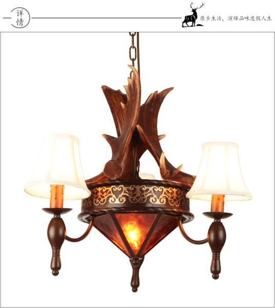 Moose antler chandelier Lighting Fixtures With lampshade (WH-AC-29)