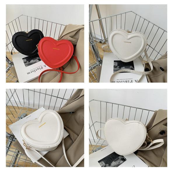 Women Heart Shape Small Leather Crossbody Bag With Shoulder Strap