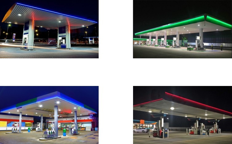 DC24V Led Border Tube Light For Gas Station Red Blue Green Color IP68 Anti Condensation