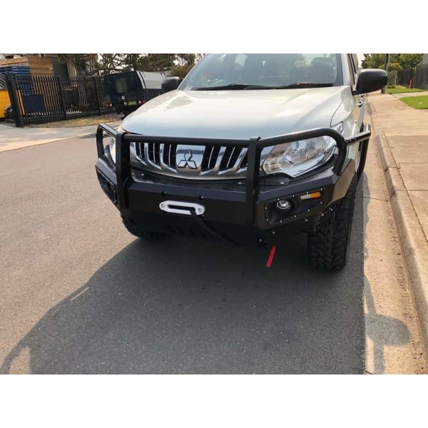 Black Winch Mitsubishi TRITON Bull Bar Front Steel 4x4 2006-2018