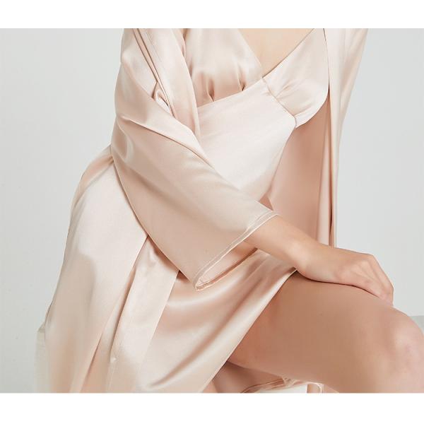 Women'S Nightwear Knitted Silk Pajamas Long Sleeve Lightweight Silk Fabric Two Pieces