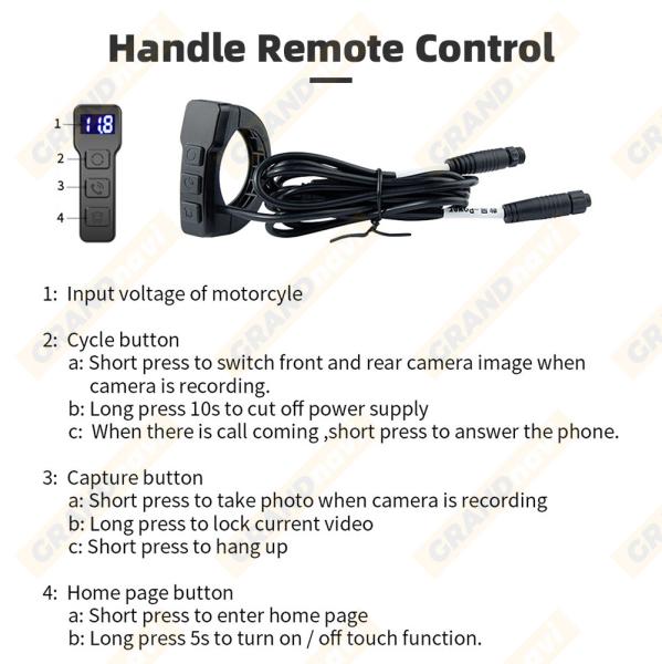 GRANDnavi 6.25Inch Motorcycle Portable Navigation Device Waterproof IPX7 Linux System BT DVR