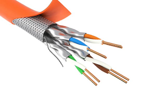 23AWG 8 Bare Copper Conductors SFTP Cat7 LAN Cable